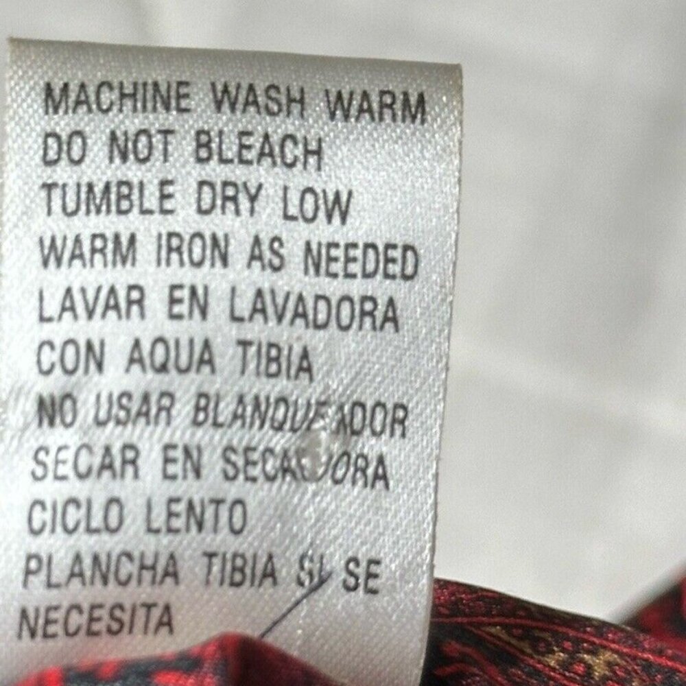 Notations Top Blouse Women Burgundy Paisley V Pleated Christmas Business Size 12 - Picture 10 of 11